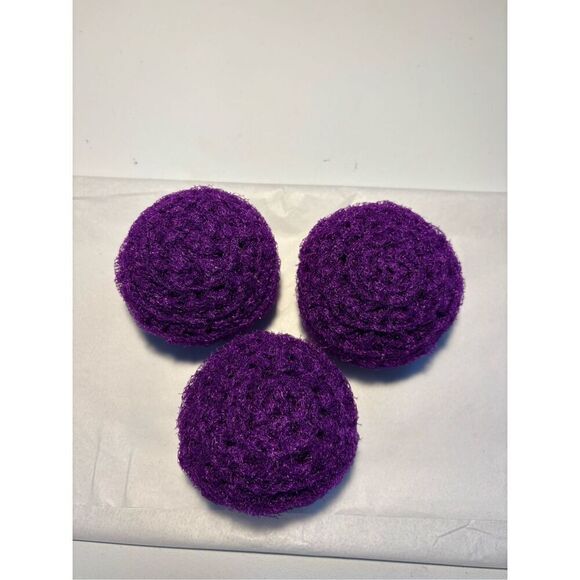 3 Handmade crocheted dish scrubbies made with premium nylon netting (purple) - Picture 1 of 1